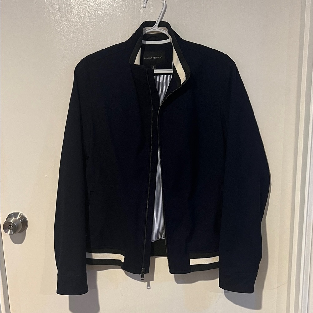 Banana Republic Black Canvas Jacket with White Accents